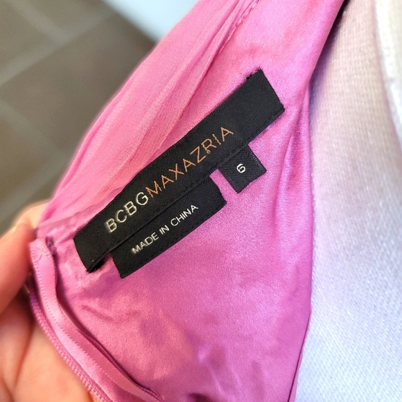 BCBGMaxAzria ✦ Silk Halter Dress ✦ Pink Tiered Pleats Beaded Detail Size 6 - Picture 11 of 15